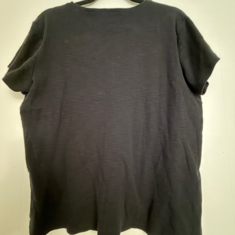 Liz Claiborne Henley Top Womens XL Black Excellent Slub Knit Cotton Tee - Picture 6 of 6